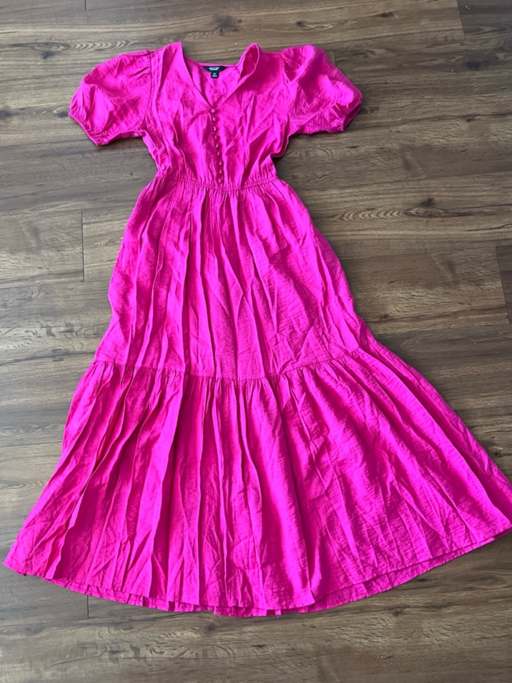 Simply Vera Vera Wang Hot Pink Maxi Dress with Button Bodice - Picture 2 of 8